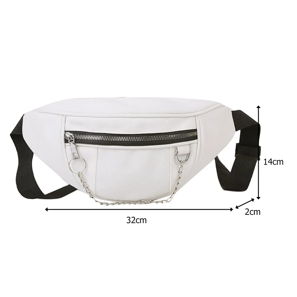 

Casual Street Chest Bag Women Solid Color Fanny Belt Pouch Chain Zipper Female Girl Daily Travel Crossbody Shoulder Pack