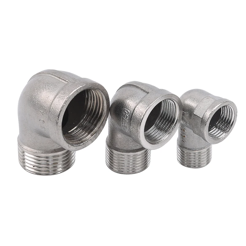 Угловой фитинг для труб из нержавеющей стали с внутренней и наружной резьбой