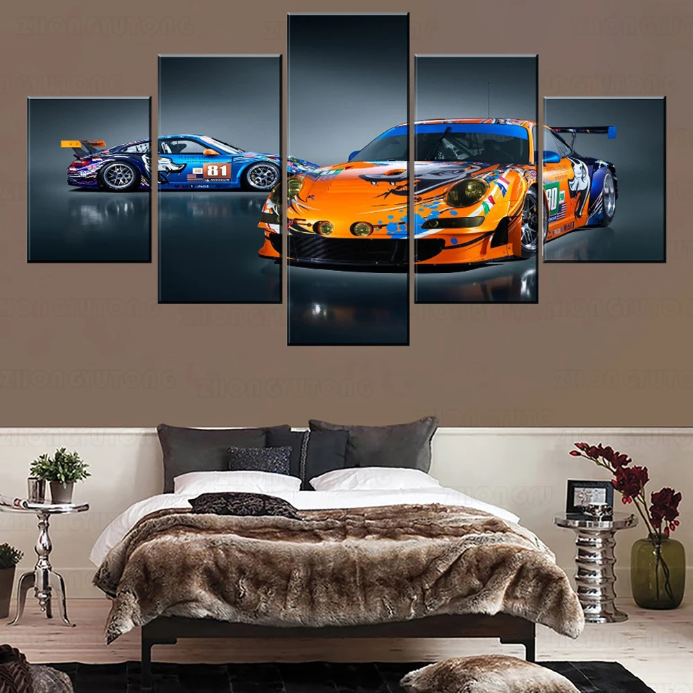 

Motorsport Painting On Canvas Type Wall Decor Framework 5 Piece GT3 Graffiti Racing Poster For Living Room Bedroom Home Oil
