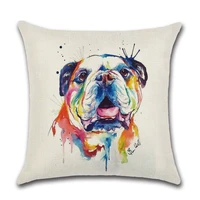 new watercolor animal dog pattern linen digital printing pillow outdoor furniture cushion cover customised pillow cover