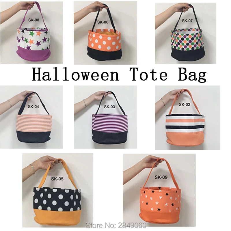 Хэллоуин ведро 1 шт. трюк или лечения мешок из плотной ткани с узором карамельной