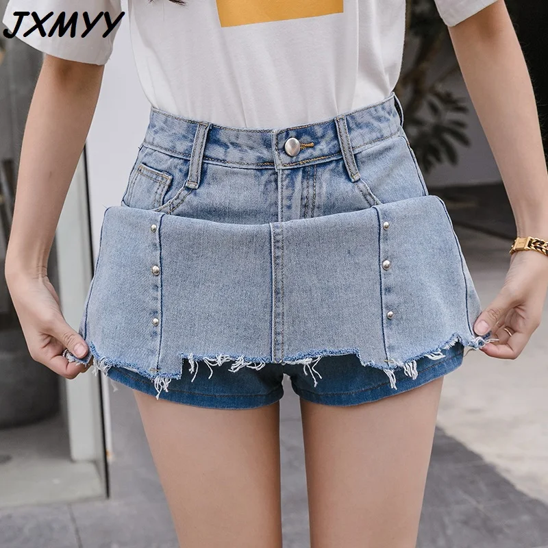 

2021 Spring/Summer Fashion New Product Heavy Industry Beaded High Waist A-line Fringed Denim Skirt Women's Hot Sale JXMYY