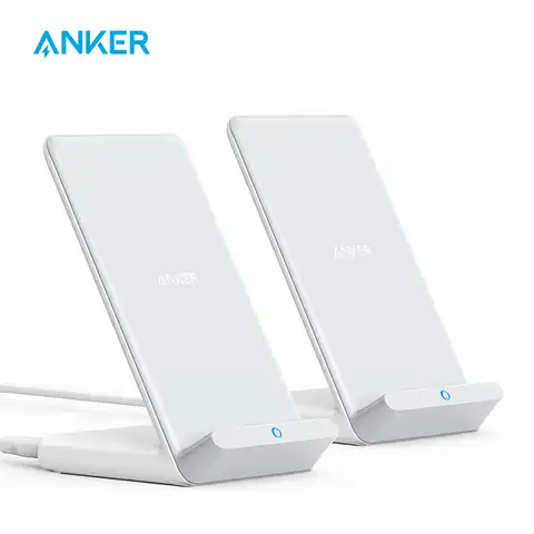 Беспроводное зарядное устройство Anker, обновленная подставка PowerWave 2 шт., сертификация Qi, быстрая зарядка для iPhone 12, 12 Mini (без адаптера переменн...