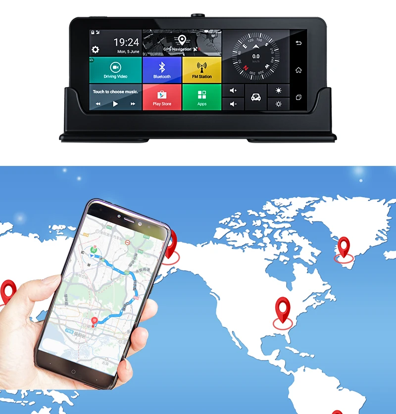 E-ACE E07 1080P HD 4G Автомобильный видеорегистратор Камера ADAS видео рекордер Android 5,1 gps навигация удаленный монитор грузовик видеорегистратор двойная камера s