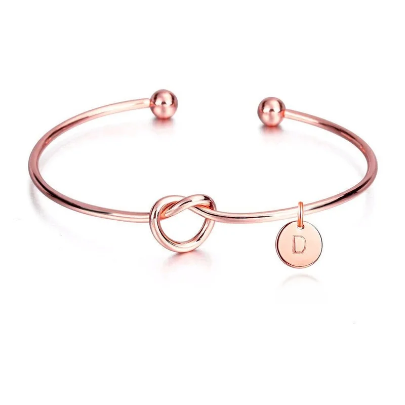

Women Popular Letter Bracelet New Fashion Versatile Simple Knot Rose Gold Temperament Design Feeling Female Bangle Jewelry