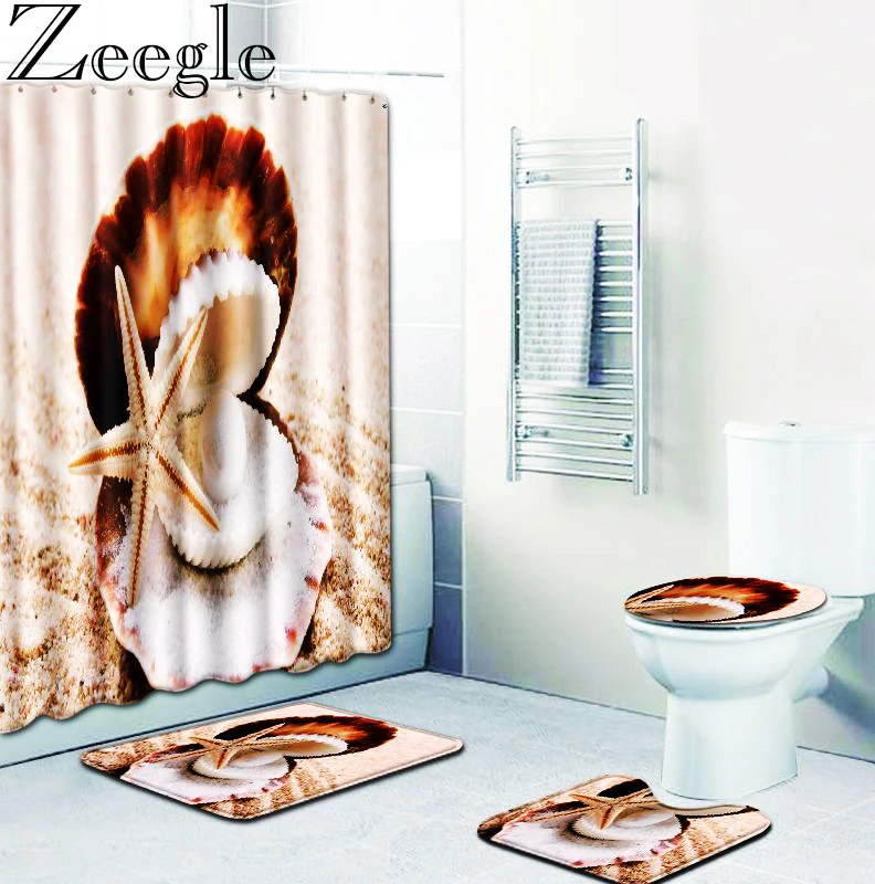 

Zeegle 4 шт. Ванная комната душа Шторы пьедестал сиденье для унитаза, коврик крышкой коврик для ванной комнаты обои с изображением подводного мира домашний декор Ванная комната ковролин