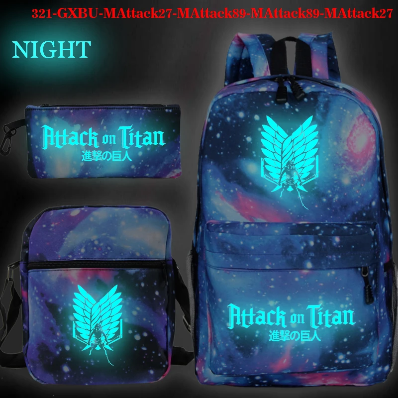 Рюкзак атака на Титанов 3 шт./комплект дорожная сумка для ноутбука Эрена Микаса