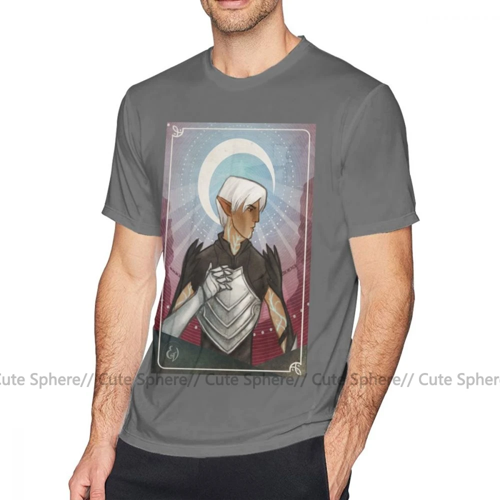 Dragon Age, футболка, Fenris The Moon, футболка, 100 хлопок, короткий рукав, футболка, пляжный рисунок, 4xl, Мужская забавная футболка - Цвет: Dark Grey