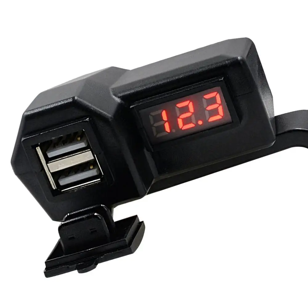 

12V Car Motorcycle Mobile Phone Charger Abs Dual Usb With Switch 24V Rv Boat Car Charger + Voltmeter