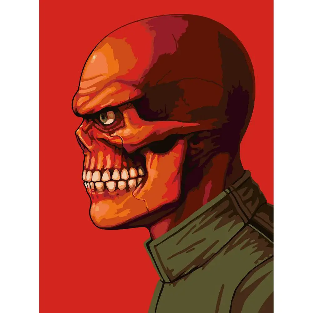 Картина по номерам В Профиль - Красный Череп 30 х 40 см |