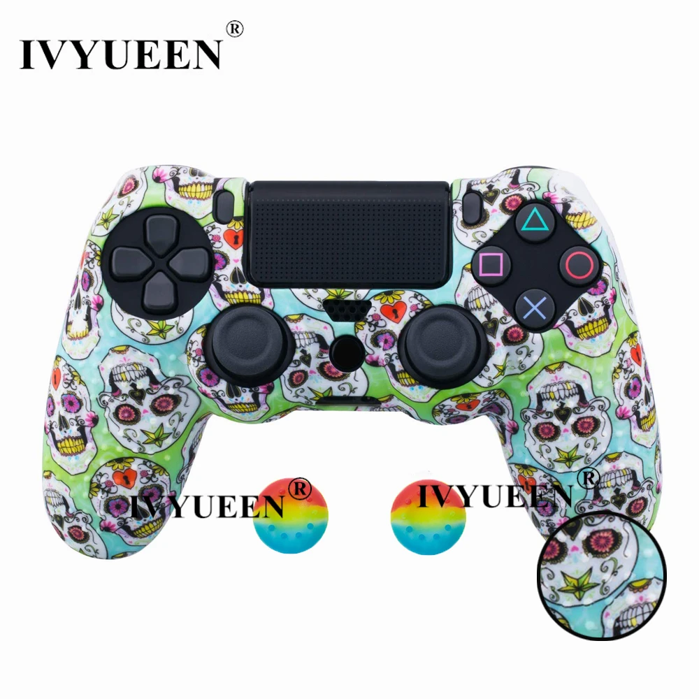 Colorful Skull C IVYUEEN для playstation 4 PS4 Pro тонкий силиконовый защитный чехол-накладка для Dualshock PS 4 - Цвет: Colorful Skull C