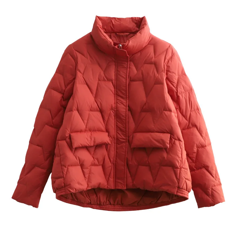 

Womens Winter Ultra Light Down Jacket Stand Collar Feather Puffer Coat 90% White Duck Down Parkas Solid Color Outerwear Coats