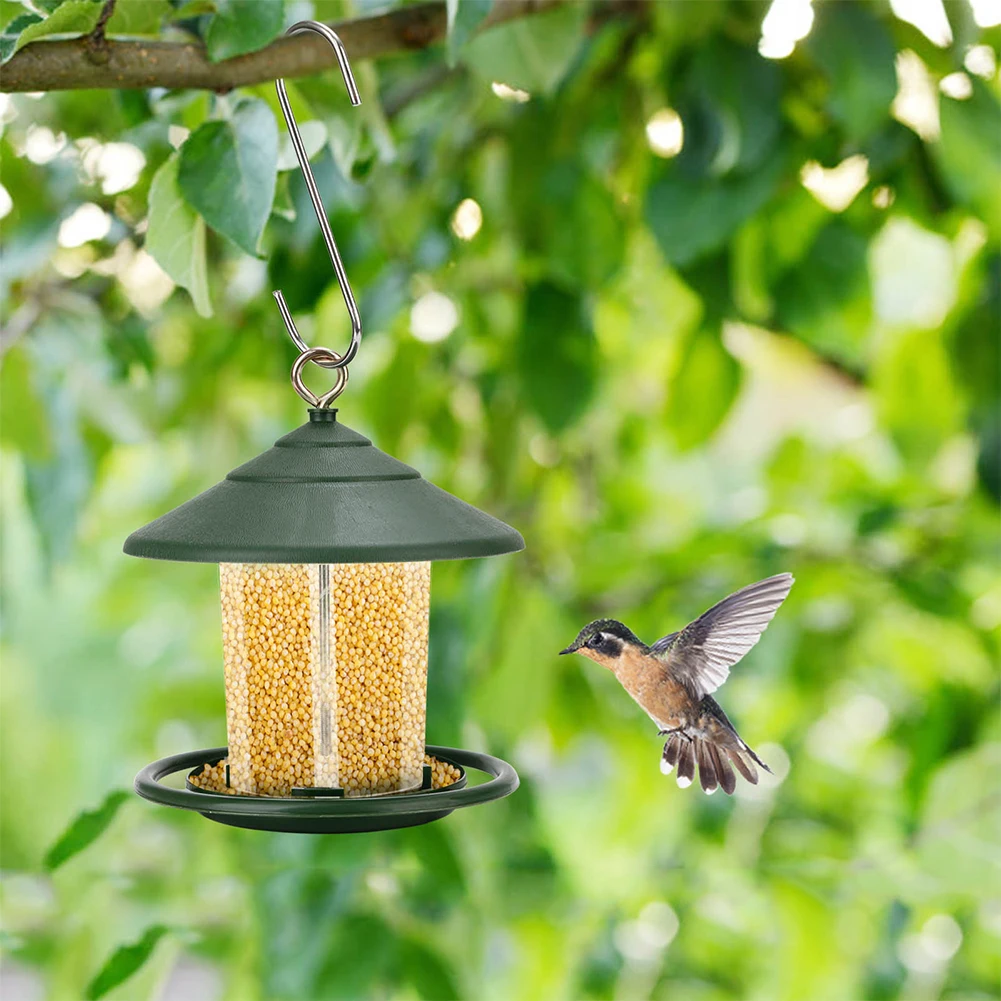 

Bird Feeder Waterproof Hanging Wild Birdfeeder with Top Twist Lock Garden Yard Hanging Decoration Green