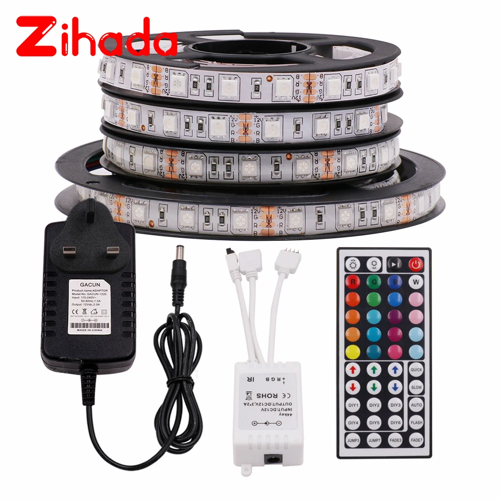 1 м/2 м/5 м Высокое качество 5050 RGB Светодиодная лента DC12V 60 Светодиодный s/m