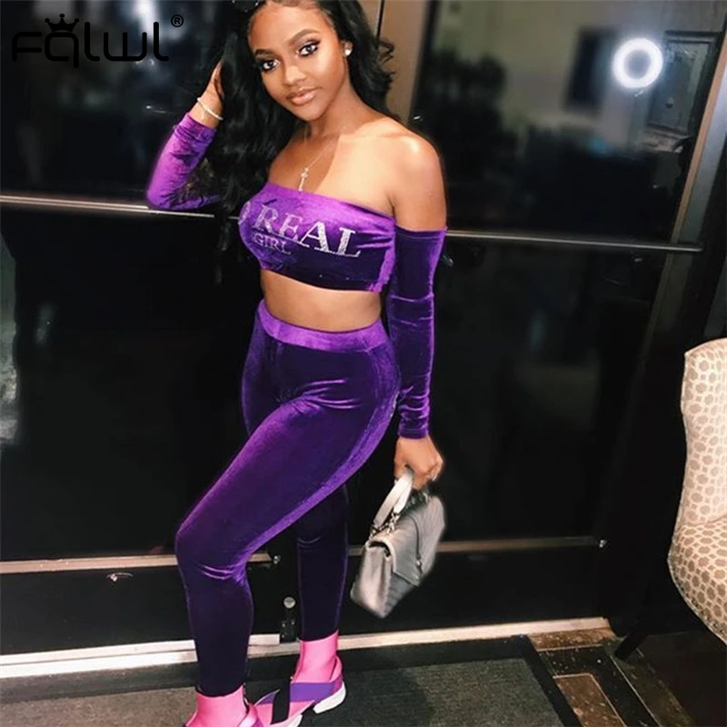 FQLWL Бархатный комплект из двух предметов женский костюм Клубные наряды с