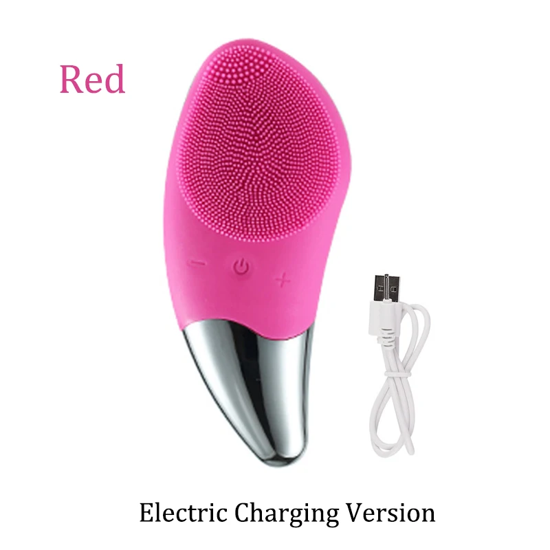 Red Electric Электрическая силиконовая щётка для очищения лица, Очищение лица, мойка, звуковая вибрация, массаж кожи, средство для удаления черных точек, очиститель пор и пятен - Цвет: Red Electric