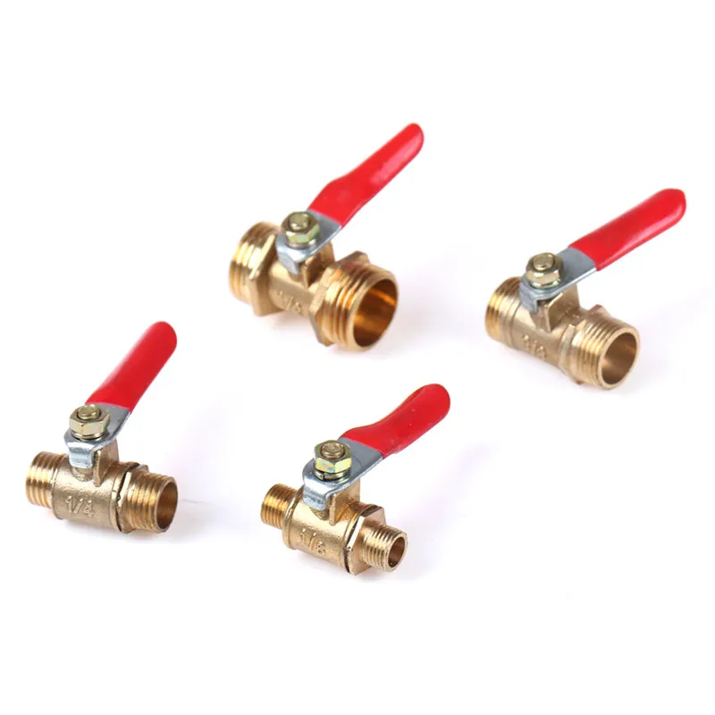 

Латунный шаровой кран, 1/8 дюйма, 1/4 дюйма, 3/8 дюйма, 1/2 дюйма, Резьба BSP «Папа-папа» с красным рычагом, соединитель ручки, Соединительный фитинг, ...