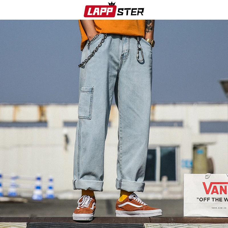 Брюки-султанки LAPPSTER мужские джинсовые прямые в стиле хип-хоп | Мужская одежда