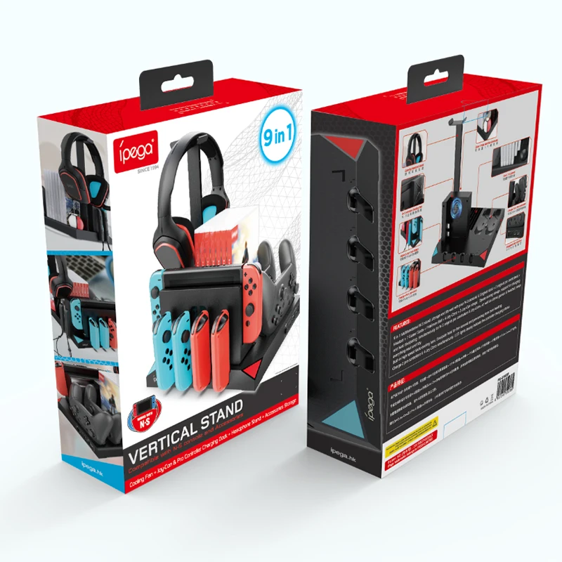 

ipega SW036 9 in 1 Gamepad Charging Dock USB Charging Station For Nintendo Switch Joystick Dual Charger Joy-con with Game rack