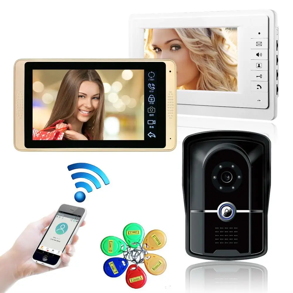 Видеодомофон с Wi Fi RFID 7 дюймов 2 монитора|Видеодомофон| |