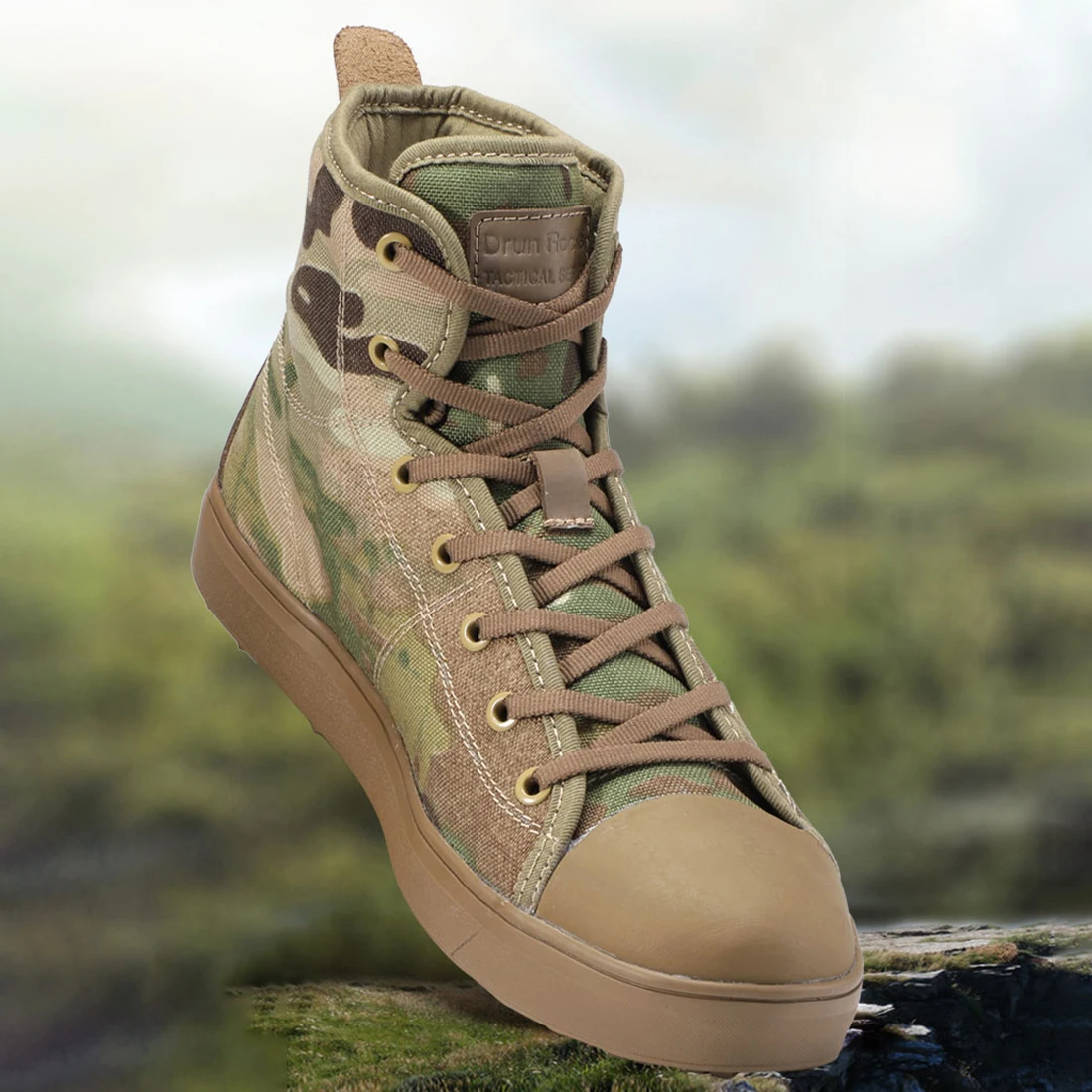 Workerkit Multi-Terrain Tactical Camo Boots V-Sole Mid-Top Outdoor Hunting Training Canvas Shoes