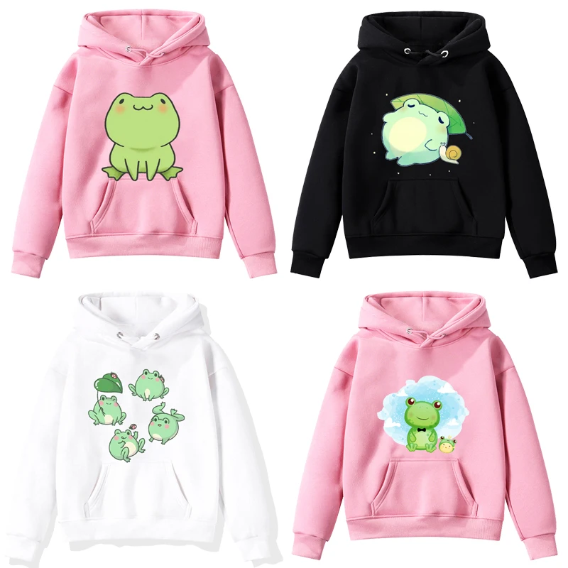 Spring Autumn Kids Cute Frog Hoodies Children Cartoon Animals Sweatshirts Girls Boys Anime Pullovers Toddler Tops Coat Sudadera