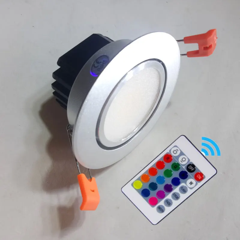 RGB Silver Shell Светодиодный вниз светильник с сигналами красного, зеленого и синего цвета с дистанционного Управление 3 Вт, 6 Вт, 9 Вт, 12 Вт, 15 Вт, 18 Вт, 24 Вт, 30 Вт, 50 Вт, ручная сборка светильник утопленный в потолочный светильник с регулируемым углом наклона светильник - Испускаемый цвет: RGB Silver Shell