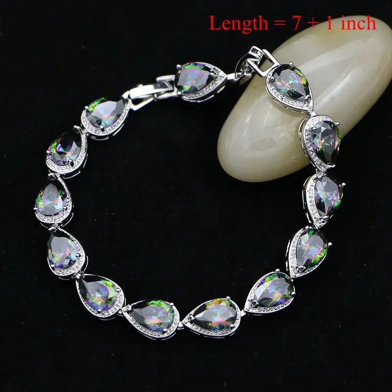 Красочные радужные кубические циркониевые бусы ювелирные наборы для женщин