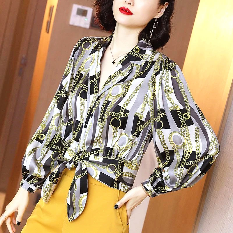 Женский топ корейская модная рубашка с принтом женская блузка зубчатый воротник