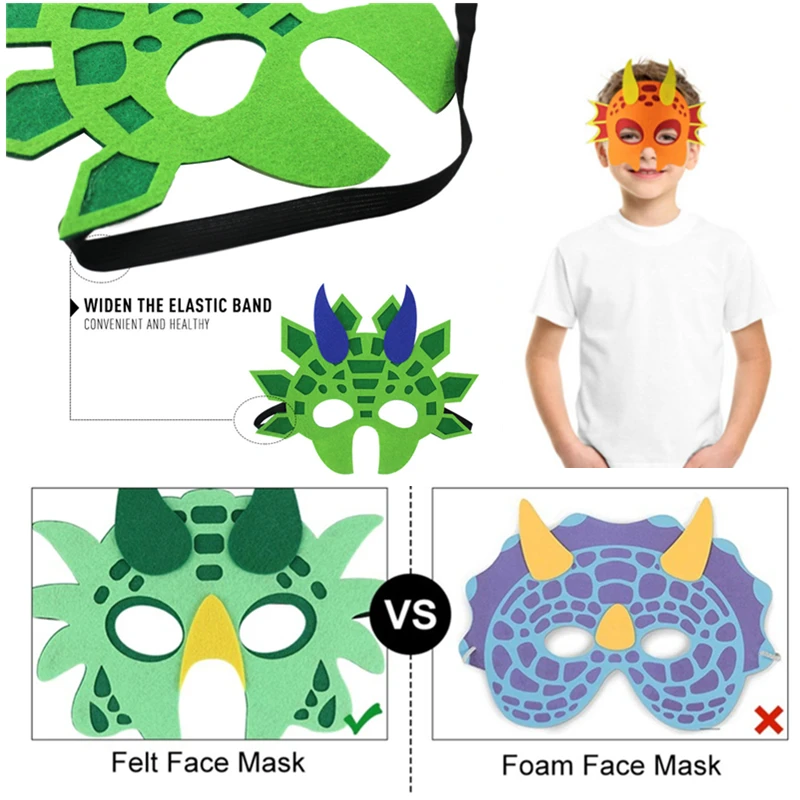 7 видов стилей динозавр Вечерние Маски войлочные Животные декоративные для