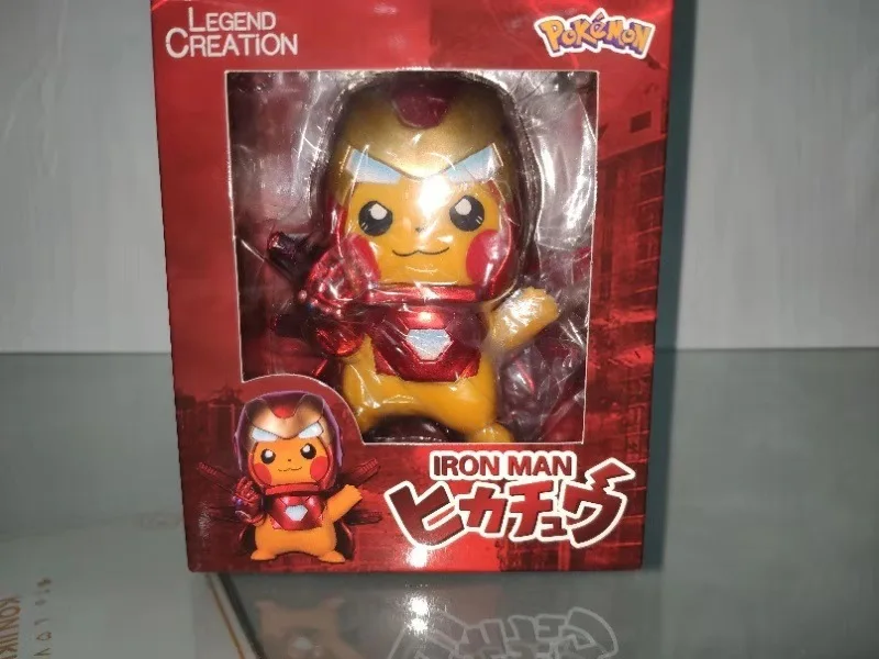 

Anime Pokemon Iron Man Pikachu cosAvengers 4 Hand-made Model Ornaments Gifts for Children