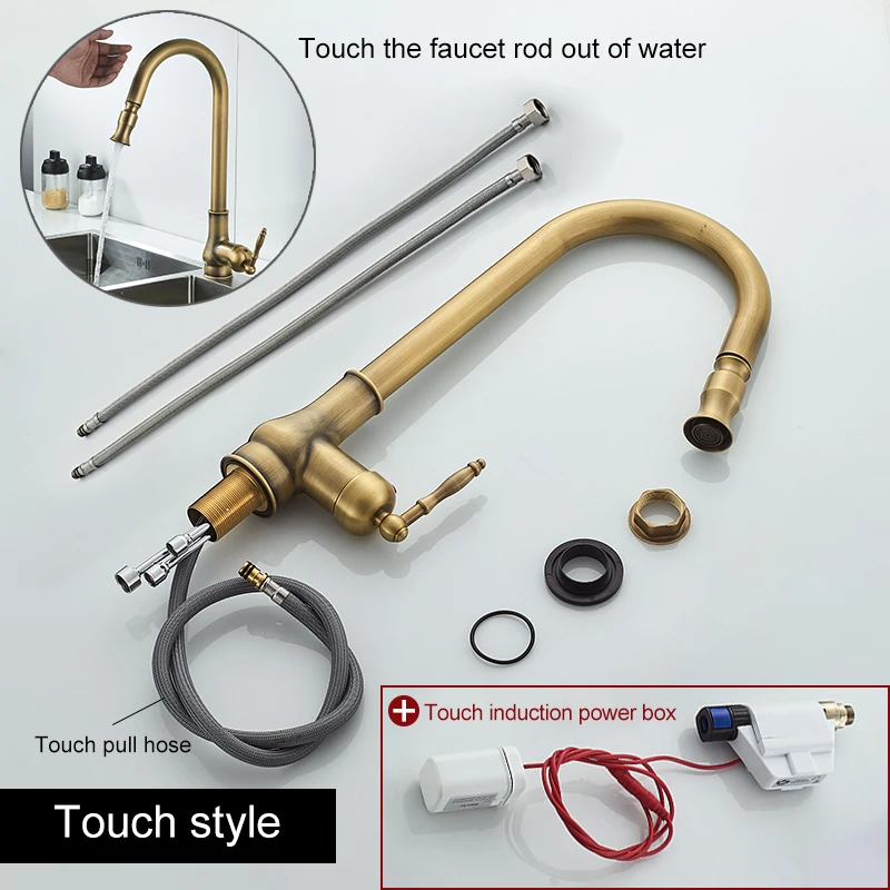 

Touch control kitchen faucet pull out antique bronze kitchen faucet faucet crane induction faucet hot and cold water