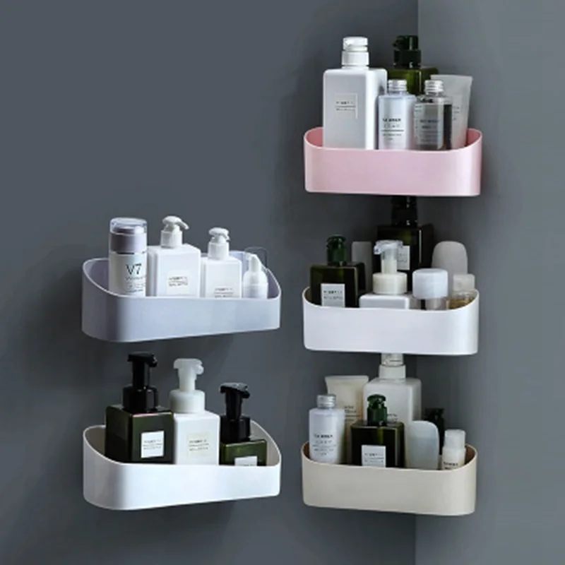 

The Bathroom Strongly Pastes The Wall Hanging Plastic Non-Punching Wall Storage Rack Geometric Modeling Rack