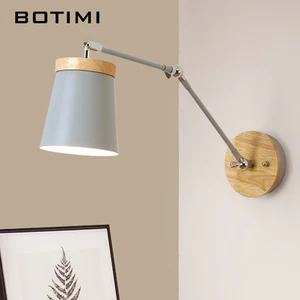 Светодиодная настенная деревянная лампа в скандинавском стиле, регулируемое металлическое прикроватный абажур светильник для чтения, белый светильник для чтения, 2021