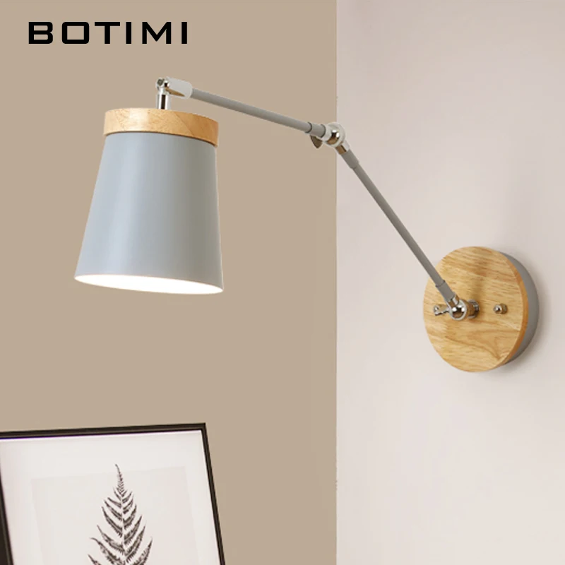 Настенный светодиодный светильник BOTIMI в скандинавском стиле деревянное бра