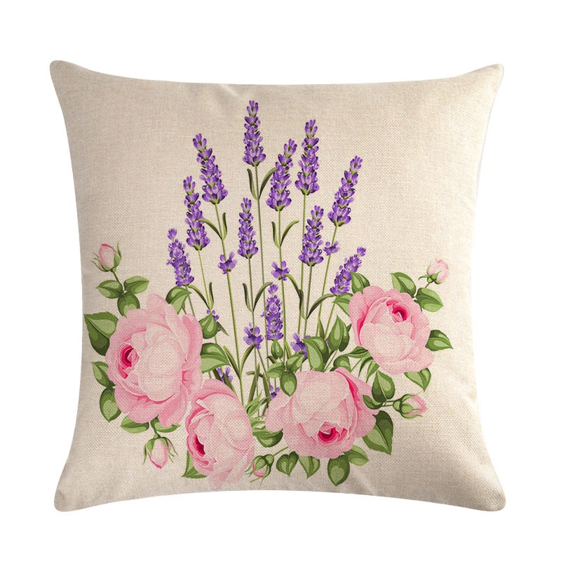 1 шт Лавандовый узор из хлопка и льна Подушка автомобиля на диван-кровать для дома