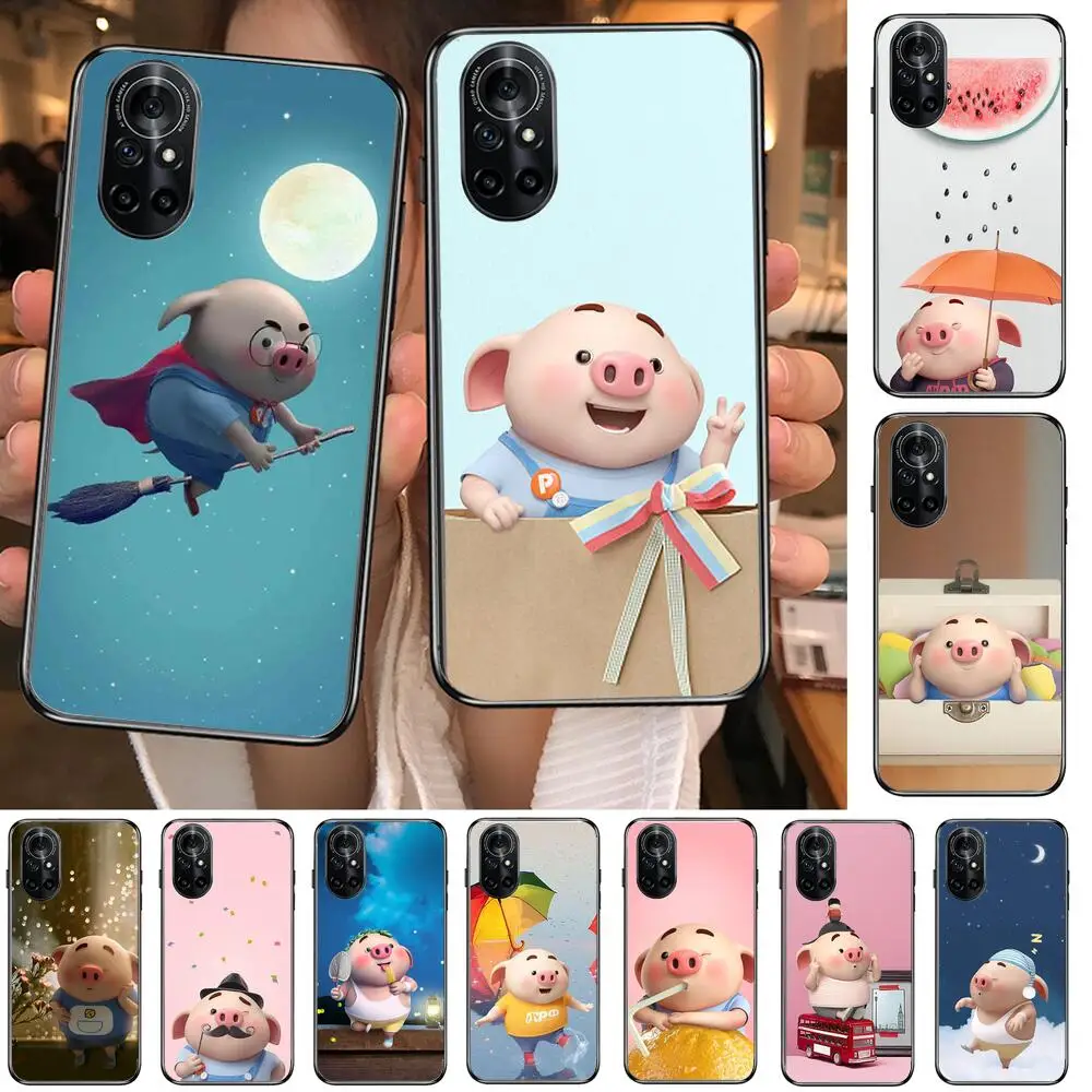 

Hot sale pink cartoon pig baby Clear Phone Case For Huawei Honor 20 10 9 8A 7 5T X Pro Lite 5G Black Etui Coque Hoesjes Comic