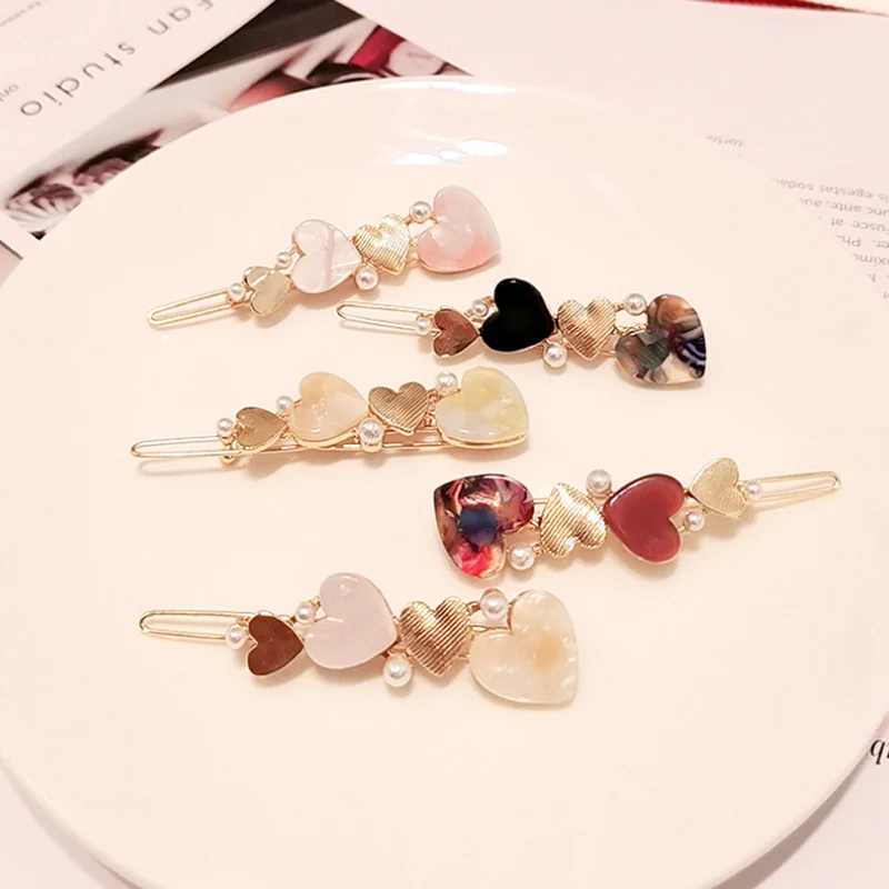 Новинка модные женские заколки для волос из ацетата в форме сердца ободок сплава