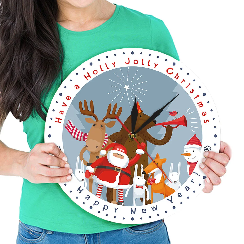 Счастливого Рождества Праздник времени современные настенные часы домашний