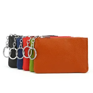 Кошелек из натуральной кожи для женщин и мужчин, маленький бумажник с монетницей и кольцом для ключей
