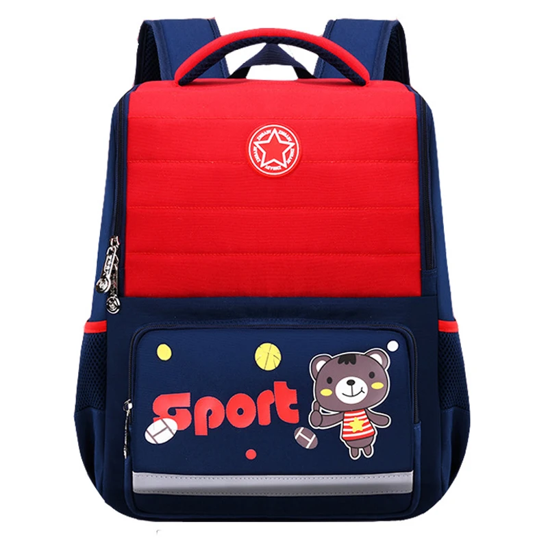 Школьные портфели с мультипликационным рисунком для девочек и мальчиков, детские ортопедические рюкзаки с рисунком медведя, для учеников ...
