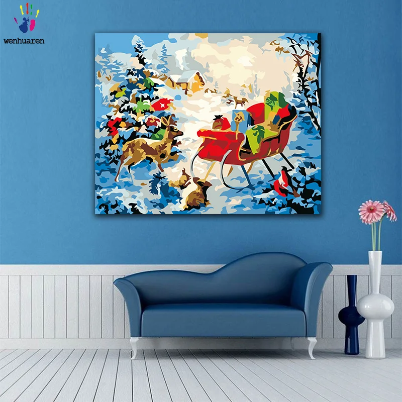 DIY картинки для раскраски по номерам с цветами Рождественский подарок