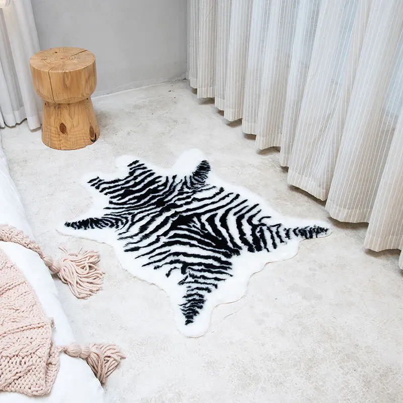 

220 * 170cm velvet carpet with zebra animal print faux leather rugs skins natural shaped non-slip mats fluffy rug
