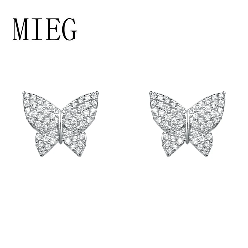 MIEG Новое поступление, элегантные женские серьги-гвоздики с фианитами и кристаллами в виде бабочки, ювелирные изделия в ассортименте