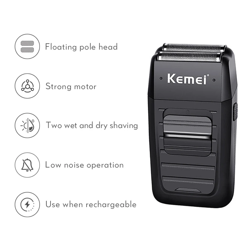 Новинка 2021 электробритва Kemei с 2 лезвиями перезаряжаемая от USB умная мини бритва