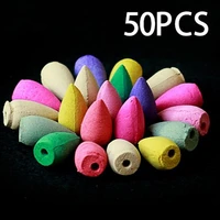 50pcs natural backflow tower incense flower fragrant reflux aromatherapy cones