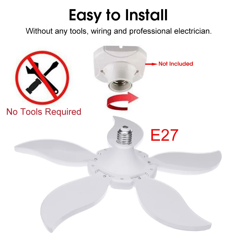 

Super Bright Industrial Lighting 75W E27 Led Fan Garage Light 4800LM 85-265V 2835 Led High Bay Industrial Lamp for workshop