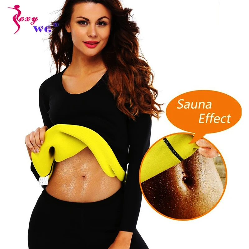 

SEXYWG Sports Top Yoga Shirt Body Shaper Slim Waist Trainer Sweater Neoprene Sauna Shapewear for Women Blouse Jacket Long Sleeve