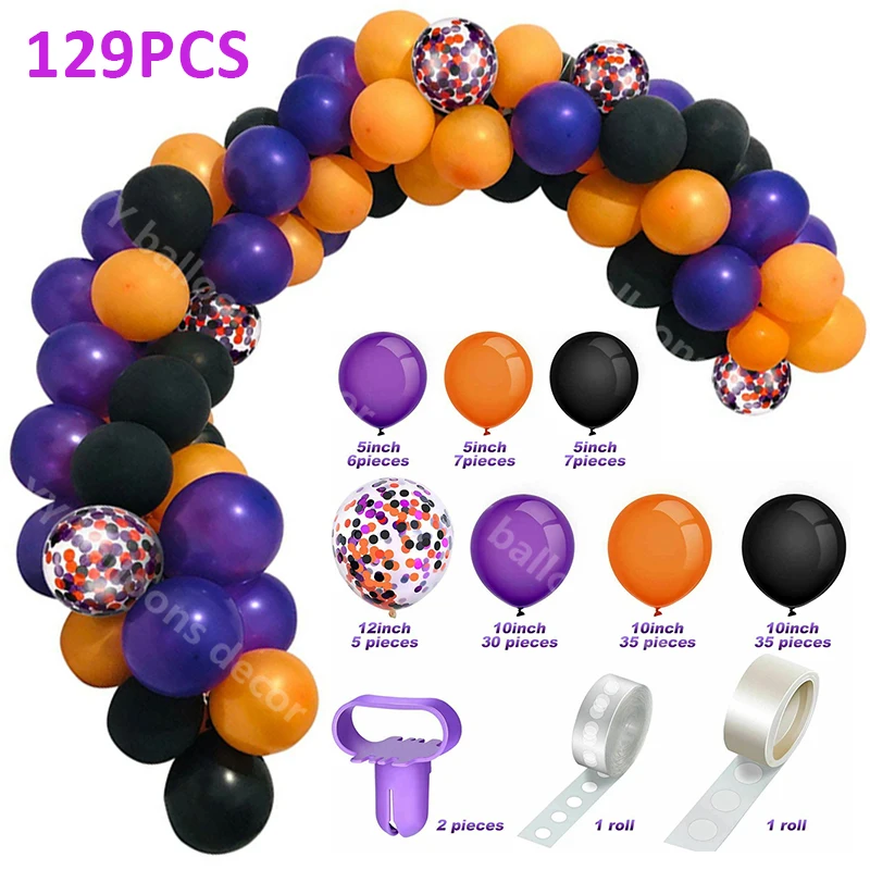 2021 DIY воздушный шар на Хэллоуин Гирлянда арочный комплект Цвет черный оранжевый