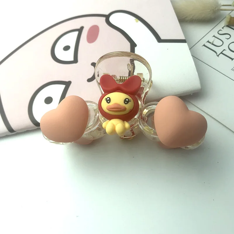 

Заколка-краб для волос в форме сердца для девочек и женщин, однотонный зажим для волос, аксессуар для волос на День святого Валентина